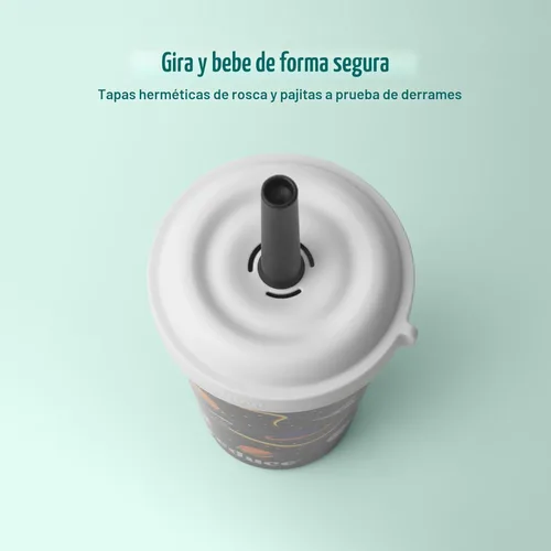 Miniatura 4 de REDUCE GoGo's - Vasos Tumbler Portátiles para Niños con Tapas y Popotes a Prueba de Derrames - Paquete de 10 Vasos Apilables de 12 oz con Tapas