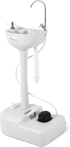 Miniatura 8 de Fregadero portátil para acampar, estación de lavado de manos, soporte de lavabo de 20 litros con ruedas rodantes, dispensador de jabón, soporte
