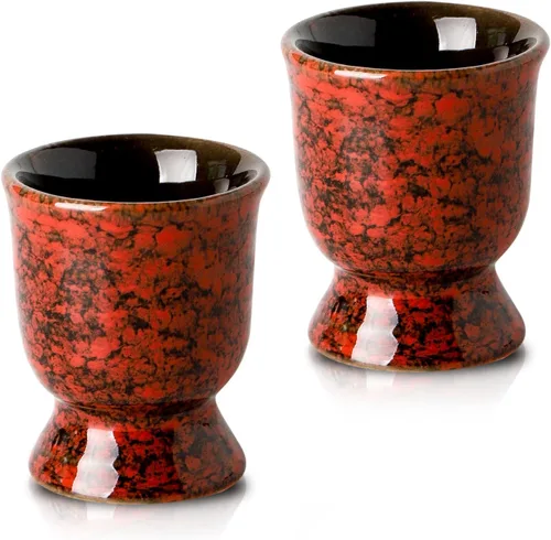 Miniatura 9 de Hasense Vasos de cerámica para huevos duros suaves, soporte de huevos de porcelana para huevos duros para desayuno, decoración de cocina, juego