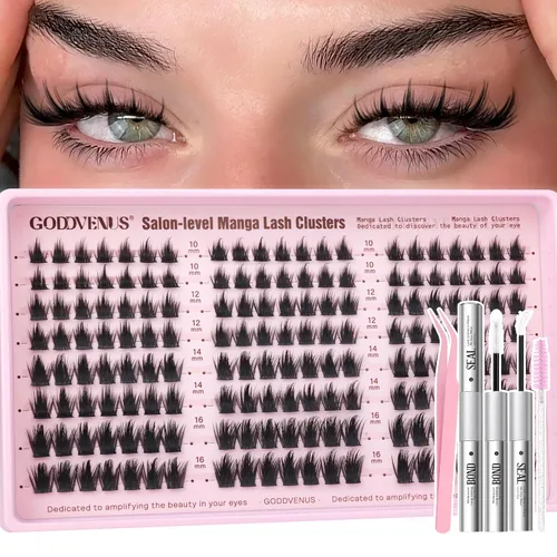 Miniatura 19 de Goddvenus BUNNY - Kit de racimos de pestañas de manga natural, extensiones de pestañas en racimo de hadas, extensiones de pestañas individuales, kit
