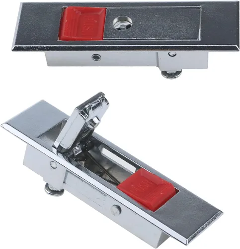 Miniatura 3 de Semetall Cerradura eléctrica para puerta de armario, paquete de 5 botones rojos con llave para panel de 0.16 pulgadas y 0.157 in de grosor (MS603)