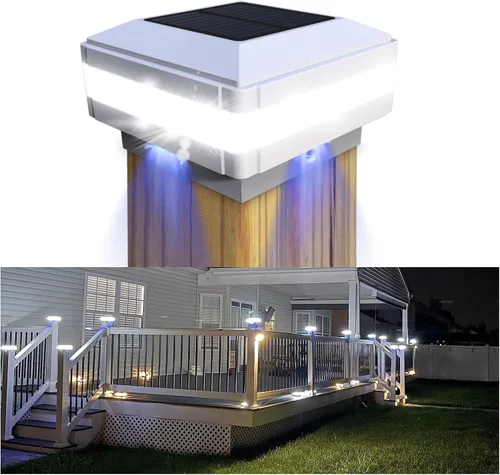 Miniatura 10 de Luces solares para postes al aire libre, luces solares impermeables para postes de valla de 4 x 4, 5 x 5, 6 x 6, luz LED de iluminación blanca