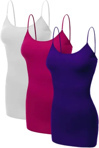 Miniatura 128 de Emmalise Camisola larga casual básica para mujer, con tirantes ajustables, top en capas