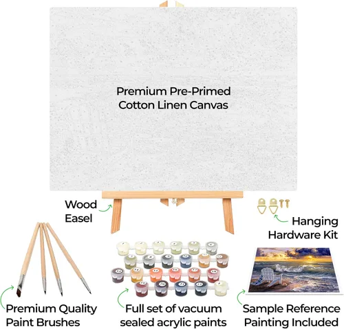 Miniatura 2 de Ledgebay Kit de pintura por números DIY para adultos en lienzo enmarcado: Kit de pintura por números para principiantes a avanzados, los kits