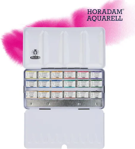 Miniatura 3 de Schmincke - Caja de color HORADAM AQUARELL con 12 mejores acuarelas, 74312097, caja de metal, juego de pintura, 12 x 1/1 sartenes