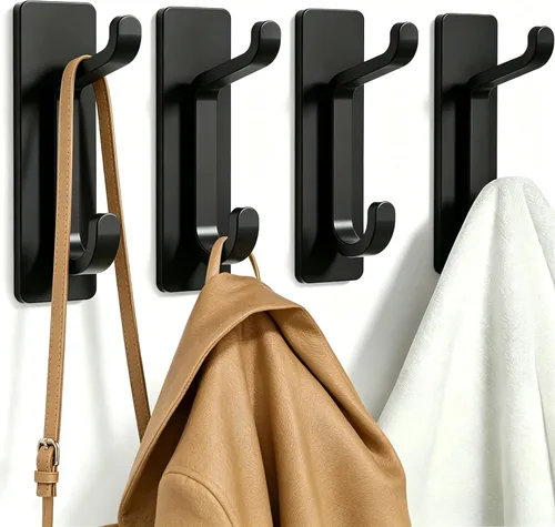 Ganchos de pared autoadhesivos para colgar: extra fuertes 13 libras, gancho para abrigo, toalla en baños, ducha, cocina, pared, gancho de puerta,