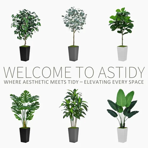 Miniatura 4 de ASTIDY Árbol de Dracaena artificial de 5 pies, árbol sintético con maceta alta gris, planta de suelo de yuca tropical falsa en maceta, árbol de seda