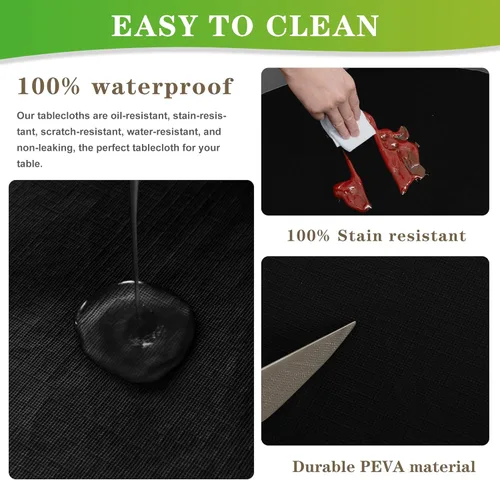 Miniatura 7 de LUSHVIDA - Mantel para mesa redonda impermeable y con borde elástico, de vinilo, ajustable a la mesa, mantel de plástico con borde elástico