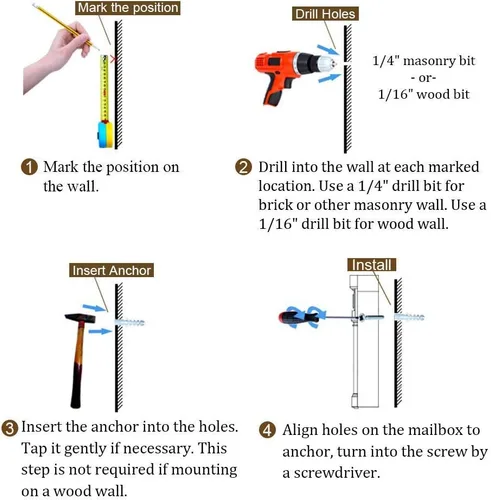Miniatura 7 de Buzones montados en la pared con cerradura de llave, buzones con cerradura montados en la pared, buzón de correo vertical con cerradura de llave
