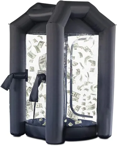 Miniatura 11 de SAYOK Cabina inflable de dinero con soplador de aire para eventos, promoción (rojo, 4.92 x 4.92 x 8.2 pies)