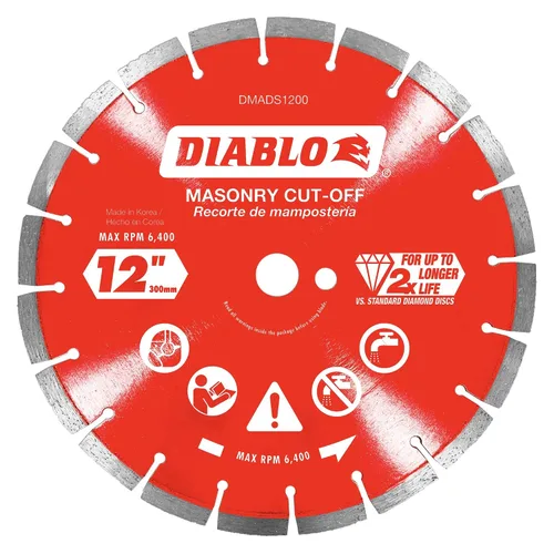 Miniatura 3 de Disco de corte segmentado de diamante Diablo para mampostería, hormigón, ladrillo y bloque - Diámetro de 4", Kerf de 2.2mm, 15250 RPM máx.