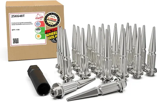 Miniatura 24 de Wheel Accessories Parts 20 tuercas de llanta M14x1.5 14x1.5 rosca OEM estilo fábrica 1.8 pulgadas de largo cromadas 7/8 pulgadas 0.866 in Cromado