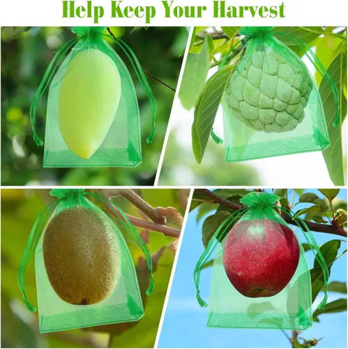 Miniatura 6 de Morcheiong 60 bolsas de protección de frutas de 6 x 8 pulgadas, bolsas reutilizables de red de frutas para árboles frutales, bolsas de malla de red