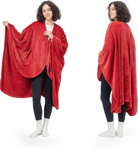 Miniatura 10 de Berkshire Blanket Primalush® Manta portátil, Capa de felpa con bolsillos y acogedora para estar en casa, ideal para adultos y adolescentes, Negro