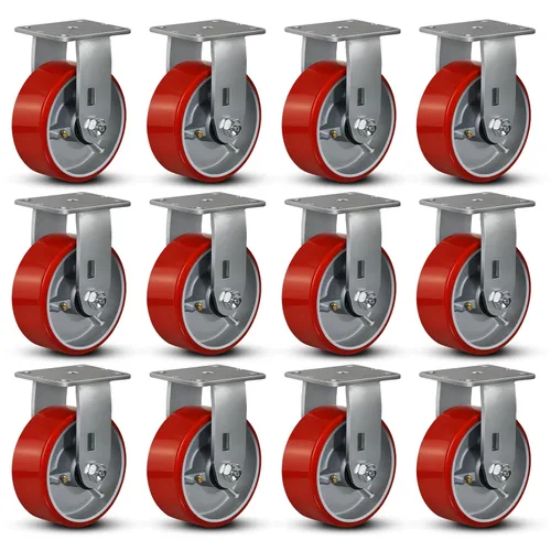 Miniatura 21 de Ruedas industriales de 4 x 2 pulgadas, ruedas resistentes, ruedas de poliuretano, capacidad de hasta 3200 libras. Uso para camión de plataforma