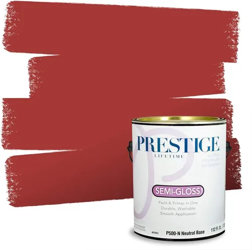Miniatura 261 de Prestige Paints E100-T-SW6591 Pintura exterior e imprimación en uno, 1 galón, plano, combinación comparable de Sherwin Williams Amaryllis, 1 galón