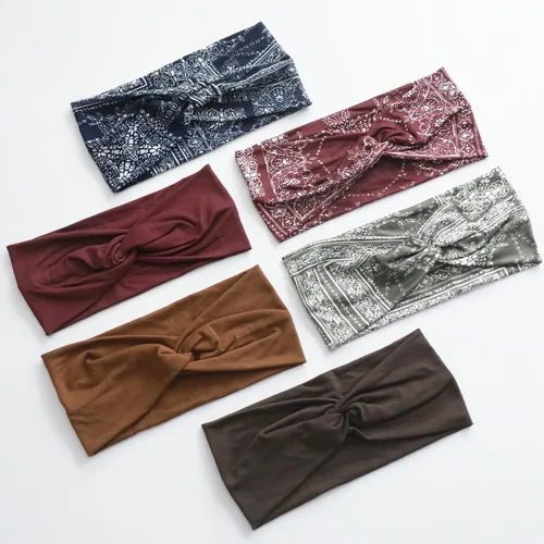 Miniatura 18 de Artilady Paquete de 12 diademas bohemias para mujer, bandas elásticas suaves para yoga para niñas, entrenamiento, correr, deporte, envoltura