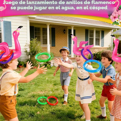 Miniatura 6 de Camlinbo 15 juguetes inflables de flamenco para piscina, juego de piscina, flamencos Luau, decoración de fiesta, juguetes hawaianos de playa