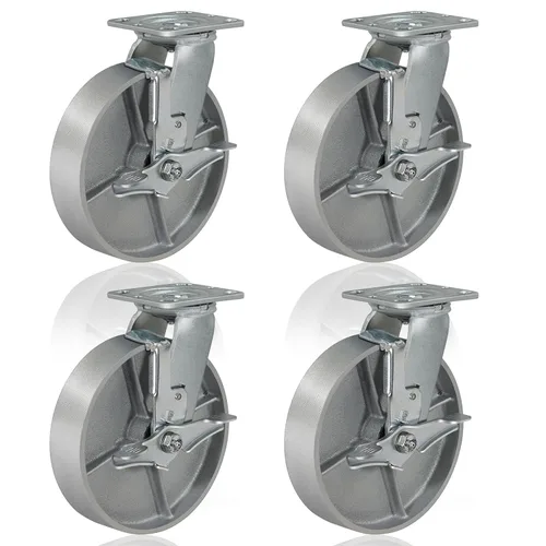 Miniatura 7 de Ruedas giratorias de 4 x 2 pulgadas, ruedas industriales resistentes, ruedas giratorias con rodamiento de rodillos - Ruedas de hierro fundido