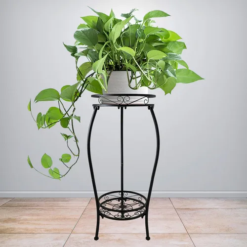 Miniatura 6 de CASIMR - Soporte para plantas de 2 niveles para interiores y exteriores, soporte de metal para macetas de 26.6 pulgadas de alto, soporte