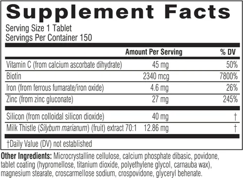 Miniatura 7 de Swisse Vitaminas para la piel y las uñas de biotina para mujeres y hombres Suministro de 5 meses Cardo mariano, biotina, vitamina C, zinc
