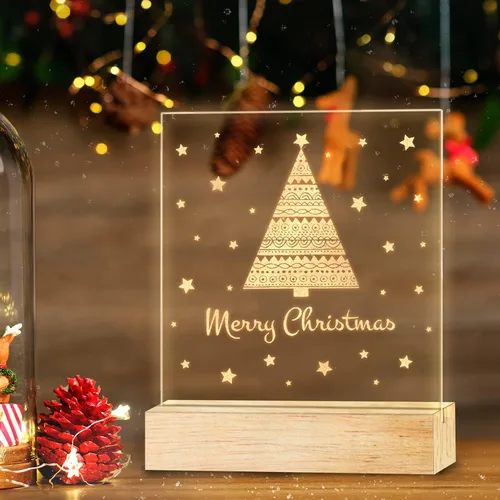 Miniatura 7 de Adornos de Navidad de bola de luz nocturna, elementos de Navidad con alce de copo de nieve, luz cálida, lámpara de escritorio, decoración