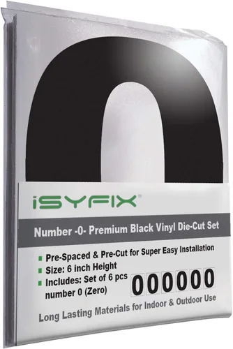 Miniatura 44 de iSYFIX Calcomanías de vinilo negro con el número 7 (siete), paquete de 6 calcomanías autoadhesivas de 7 pulgadas, calcomanías troqueladas y Negro