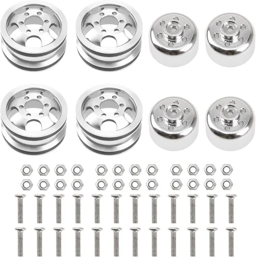 Buje de llanta de metal a control remoto compatible con WPL B1 B14 B16 B24 B36 C14 C24 C34 B36 1/16 RC Car (plateado)