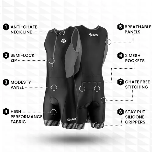 Miniatura 2 de SLS3 Trajes de triatlón para hombre, traje de triatlón duradero sin mangas para hombre, traje de triatlón ligero con 2 bolsillos para almacenamiento
