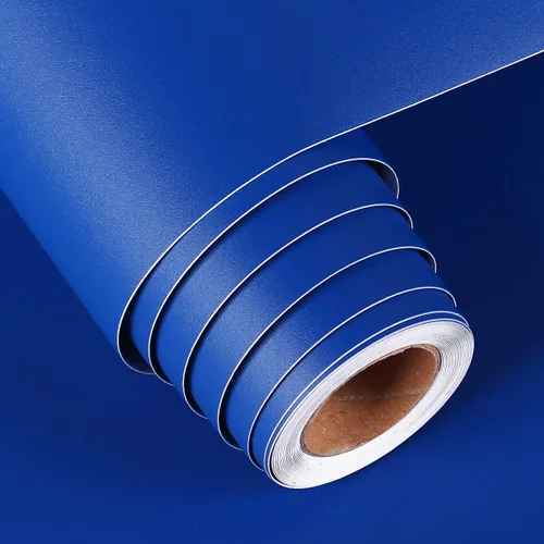 FunStick Papel tapiz azul real, papel adhesivo azul mate para gabinetes, papel de pared extraíble autoadhesivo para paredes de habitación,