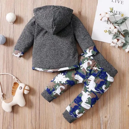 Miniatura 6 de FOCICI Ropa de bebé para niños pequeños trajes de primavera e invierno sudadera con capucha con bolsillo pantalones de dinosaurio