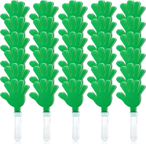 50 unidades de 7.5 pulgadas verde/blanco para hacer ruido de plástico para eventos deportivos, fiesta de San Patricio, agentes de ruido para fiesta
