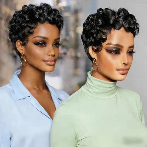 Miniatura 26 de Pelucas Honey Blonde sin pegamento para usar y quitar, pelucas de cabello humano cortas con corte Pixie para mujeres, peluca de cabello humano corta