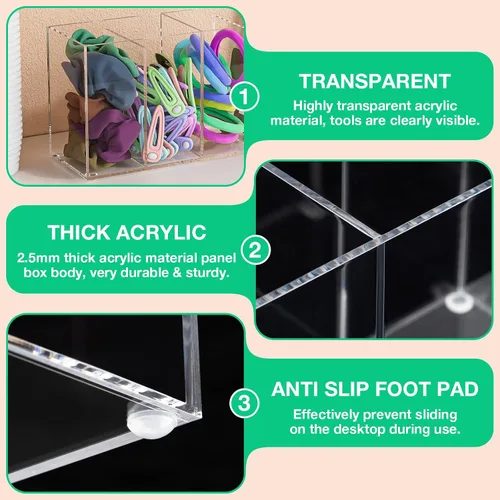 Miniatura 4 de Organizador de extensiones de pestañas con tapa, organizador de pestañas acrílicas para técnicas de pestañas, contenedor de suministros de pestañas