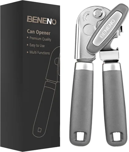 Beneno Abrelatas Manual de Servicio Pesado con Imán, Hoja de Acero al Carbono Afilada Duradera, Corte Suave, Perilla Grande que Ahorra Esfuerzo y