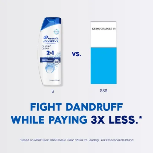 Miniatura 4 de Head & Shoulders Champú y acondicionador anticaspa Classic Clean 2 en 1, paquete doble, 1% de piritiona de zinc, control de escamas, cuidado
