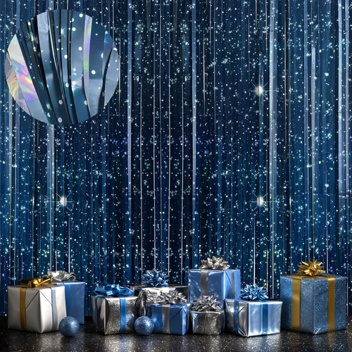 OQOQ Telón de fondo de cortina de aluminio de galaxia (2 paquetes), 3.3 x 6.6 pies, telón de fondo de noche estrellada para decoración de fiesta