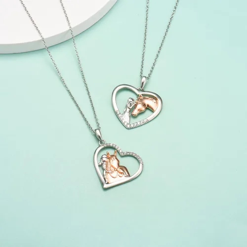 Miniatura 2 de GULICX Regalos de caballos para niñas y mujeres, niñas con collar de caballo, colgante de corazón, regalos de joyería para amantes de los caballos