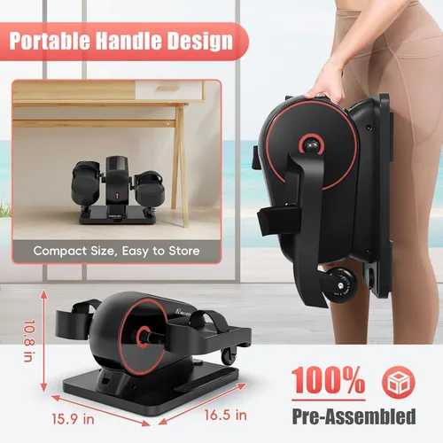Miniatura 5 de ANCHEER Máquina elíptica para debajo del escritorio, mini bicicleta estática 2 en 1, pantalla digital, 9 niveles de resistencia, 12 niveles