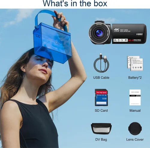 Miniatura 8 de Videocámara 4K HD 80MP Cámara de vídeo 18X Zoom digital 3.0 IPS Pantalla Vlogging Cámara para YouTube IR Visión Nocturna Grabadora de Video