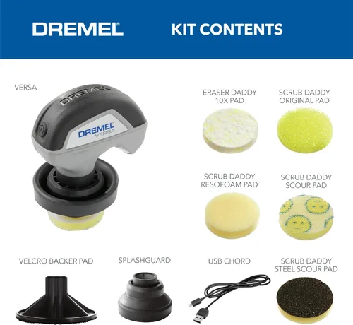 Miniatura 2 de Kit de Limpieza con Cepillo Eléctrico Giratorio Dremel Versa Power con 5 Esponjas de Limpieza Scrub Daddy - Limpiador Eléctrico Inalámbrico