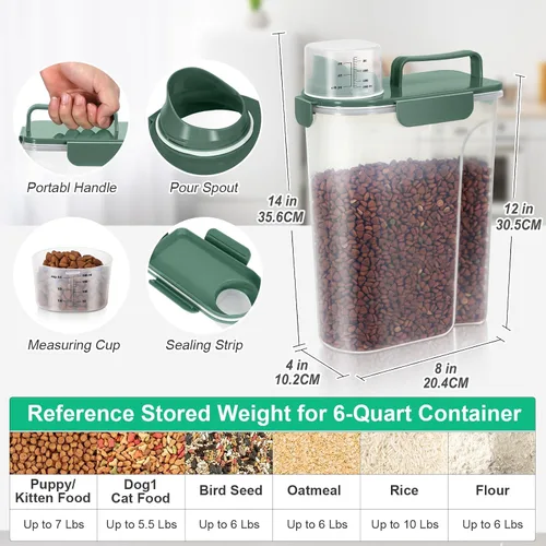 Miniatura 2 de TBMax Contenedor de Almacenamiento de Comida para Gatos y Perros de 5 a 7 libras, Contenedor Secundario de Almacenamiento de Comida para Mascotas