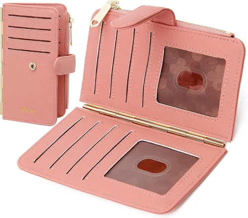 Miniatura 11 de Badiya Tarjetero de crédito para mujer, cartera RFID para mujer, organizador de tarjetas plegable delgado con funda para múltiples tarjetas