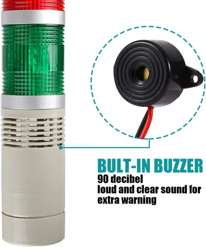 Miniatura 5 de Luz de advertencia industrial de la pila LED de 1 capa con el zumbador para la seguridad, DC 12V