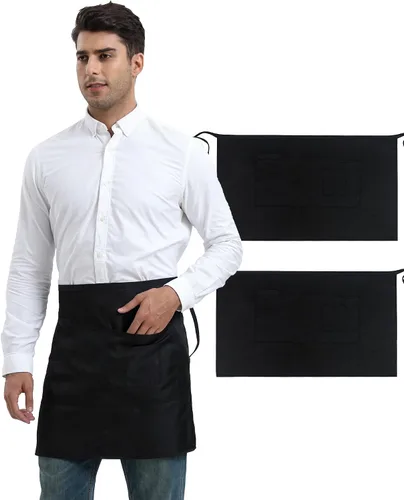 Miniatura 7 de Xeoxarel Delantal unisex con 4 bolsillos, para mujer y hombre, 27 x 18 pulgadas
