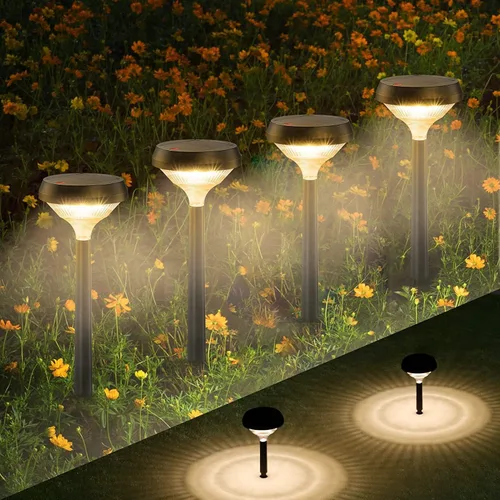 Miniatura 12 de Linkind Paquete de 8 luces solares para camino, luces solares que cambian de color al aire libre, impermeables, multicolor/blanco cálido/blanco