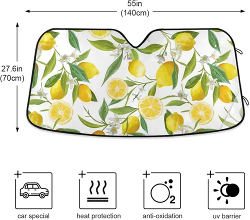 Miniatura 4 de Acuarela Limón Frutas Flores Flores Flores Parabrisas Coche Parabrisas Parasol Plegable Reflectante Bloquea los Rayos