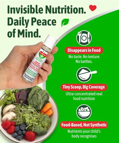 Miniatura 2 de InviNutri Superalimento en polvo para comedores sensoriales y quisquillosos. Una cucharada diminuta - 40 veces rica en nutrientes, 30 mg
