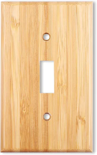 Miniatura 11 de 4 placas de interruptor de luz de palanca simple de madera maciza de 4.5 x 2.76 pulgadas, cubierta de interruptor de luz de bambú de calidad