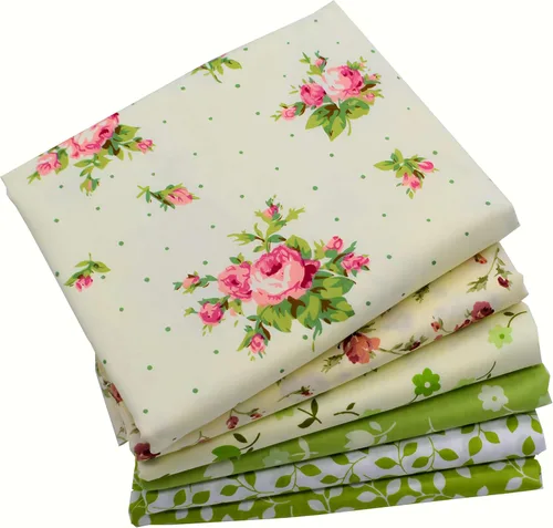 iNee Paquetes de tela para acolchar con diseño floral verde, tela de coser para acolchar y manualidades, 18 x 22 pulgadas (floral verde)